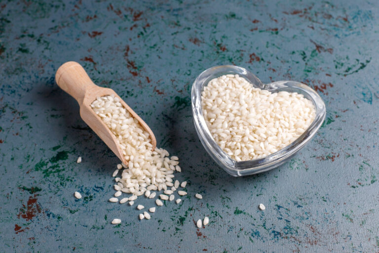 Uncooked organic risotto rice