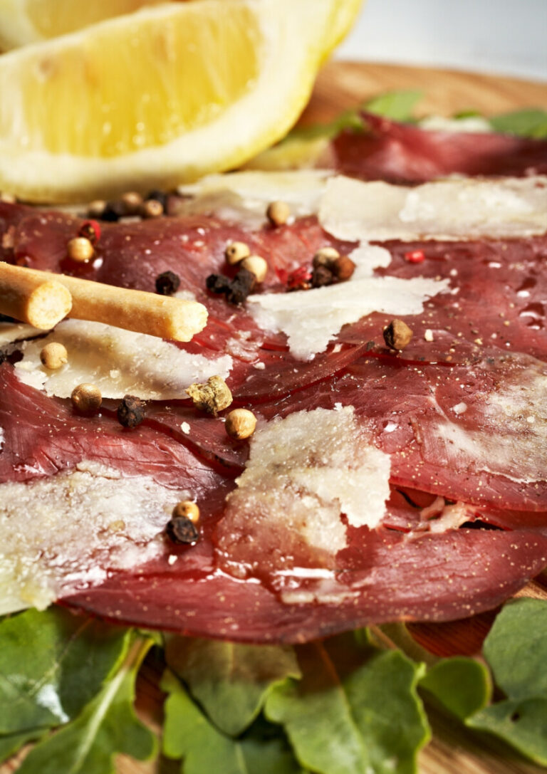 Bresaola with Parmesan Shaves, Rocket Salad And Olive Oil