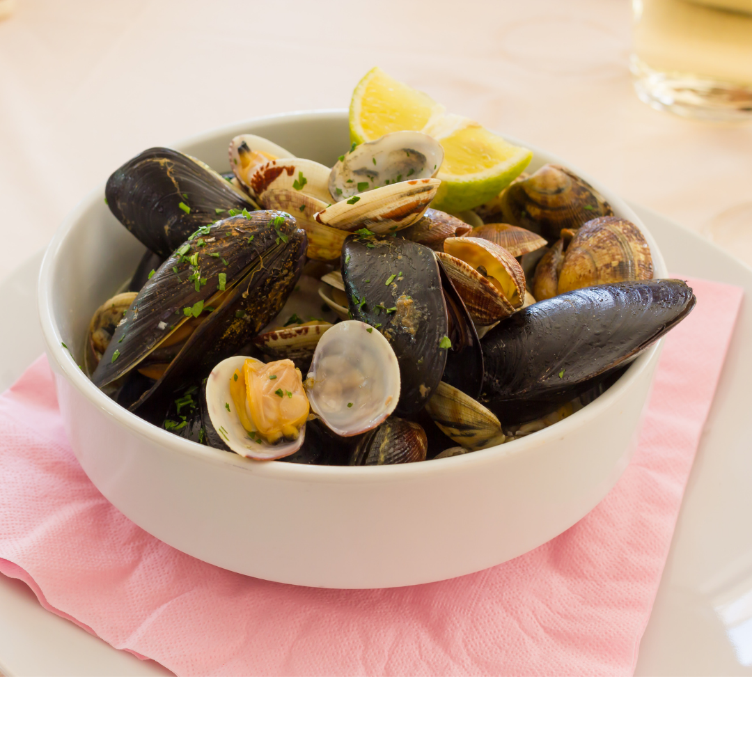 Mussels and clams
