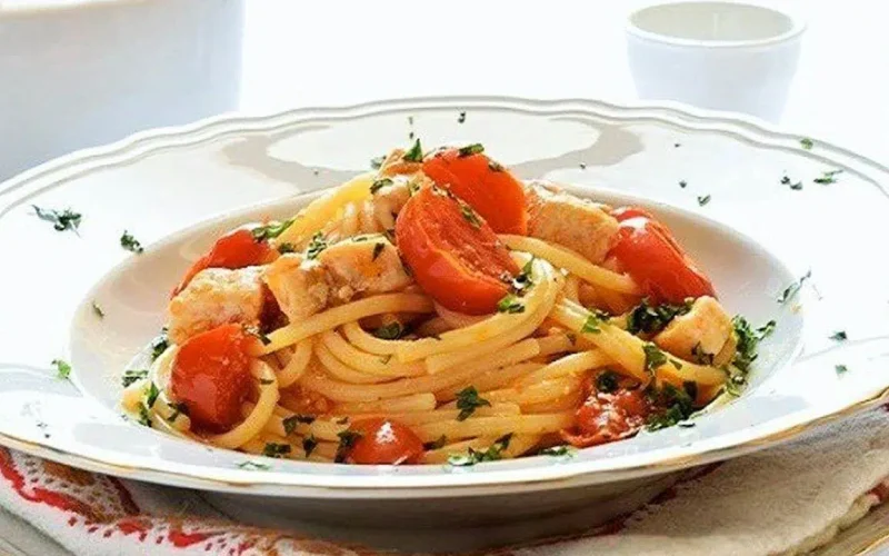 Bucatini Sword Fish & Cherry Tomatoes